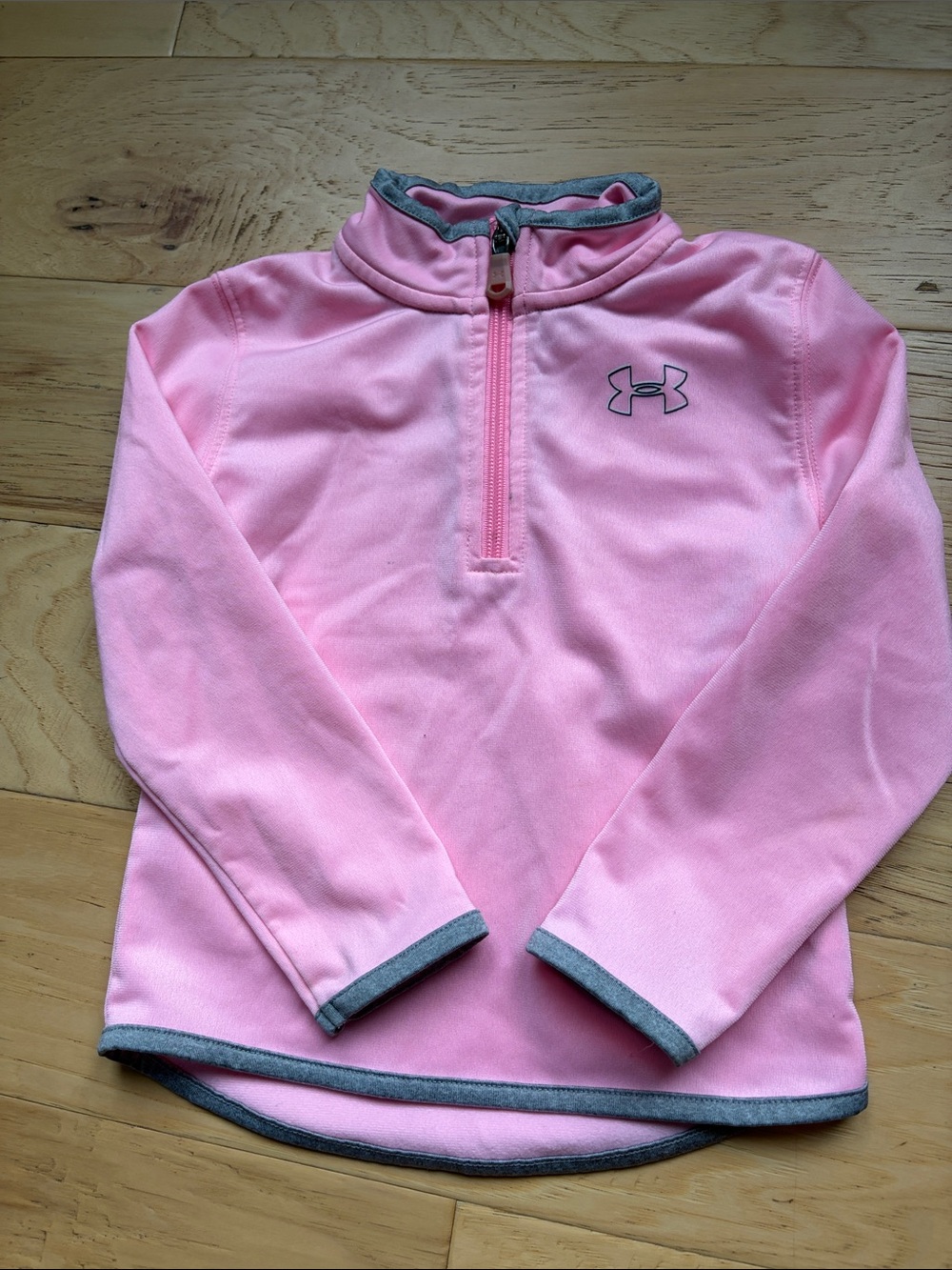 Under Armour Girls Pink Quarter-Zip Pullover with Gray Trim